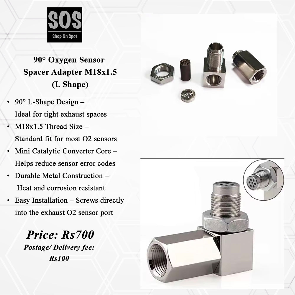 90° Oxygen Sensor Spacer Adapter M18x1.5 (L Shape)
