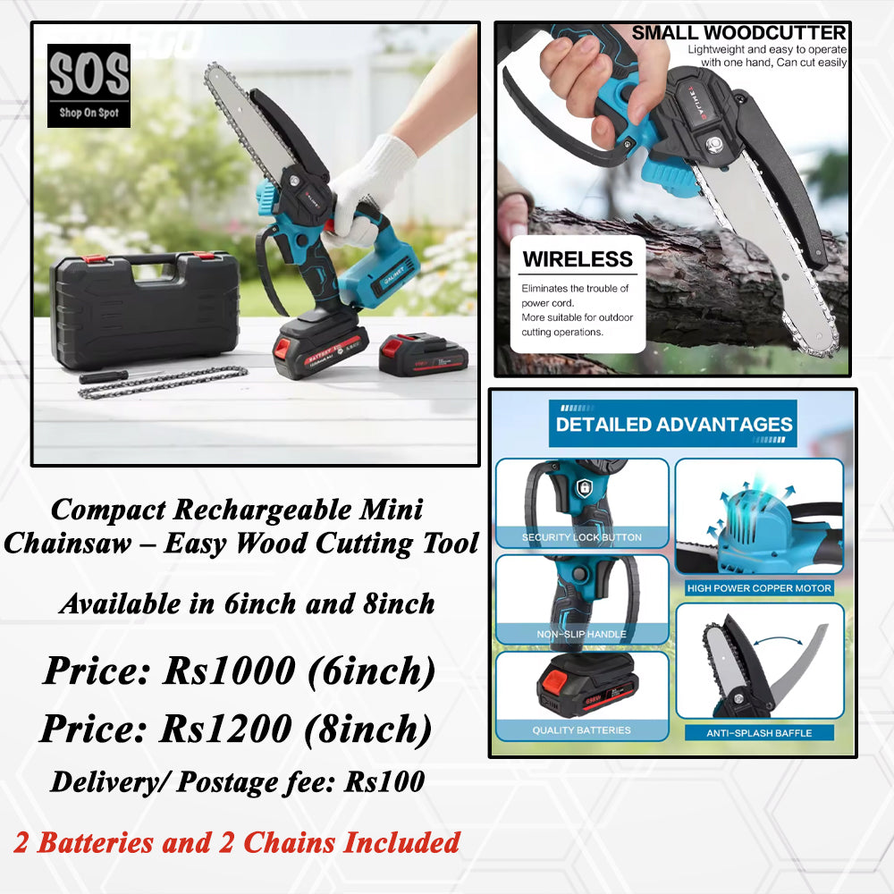 Rechargeable Chainsaw (Easy wood cutting tool)