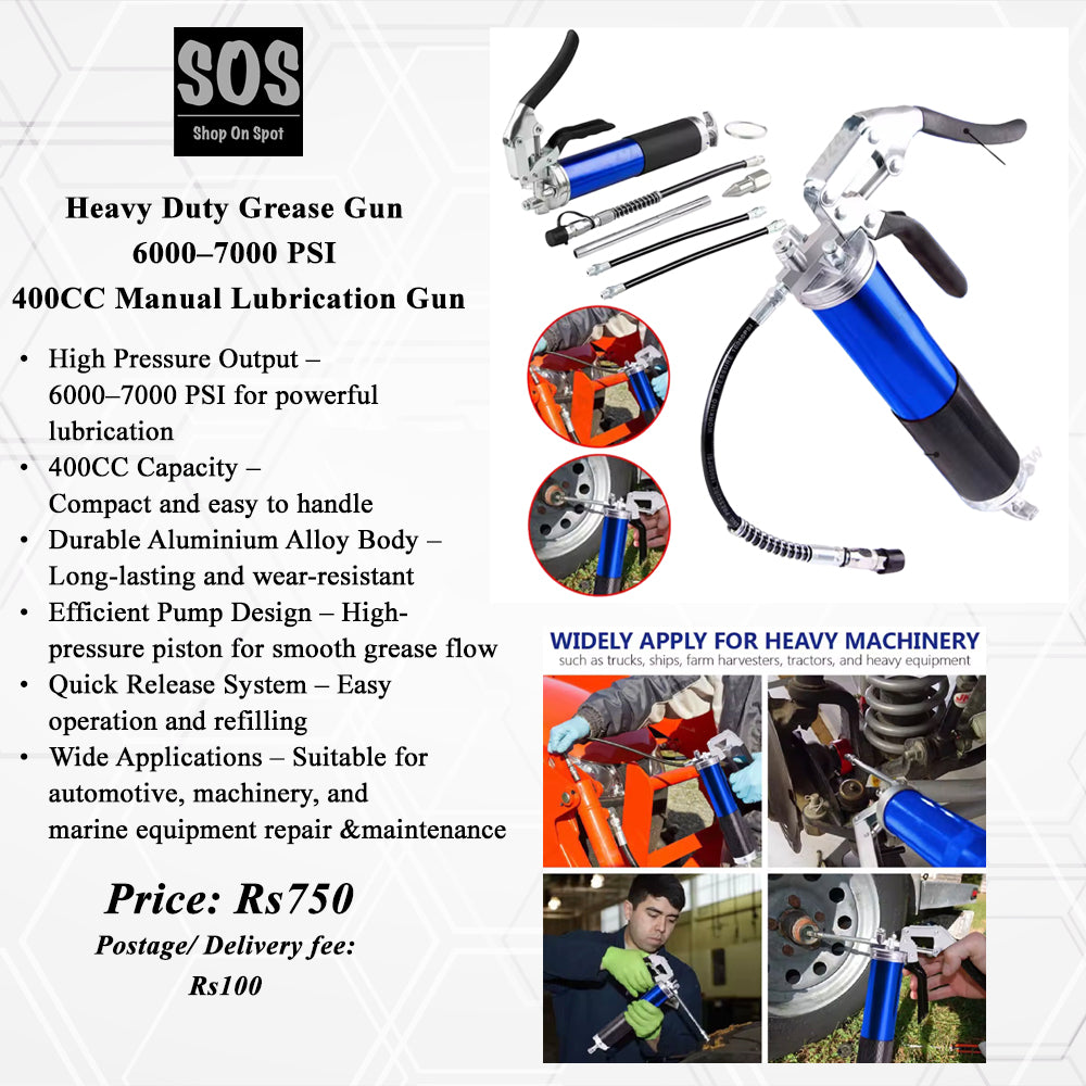 Heavy Duty Grease Gun 6000-7000 PSI (400CC Manual Lubrification Gun)