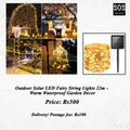 22m Outdoor Solar LED String Lights