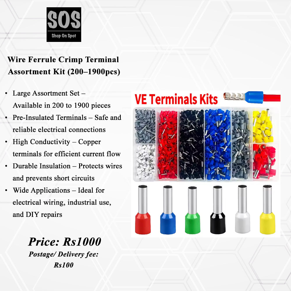 Wire Ferrule Crimp Terminal Assortment Kit (200–1900pcs)